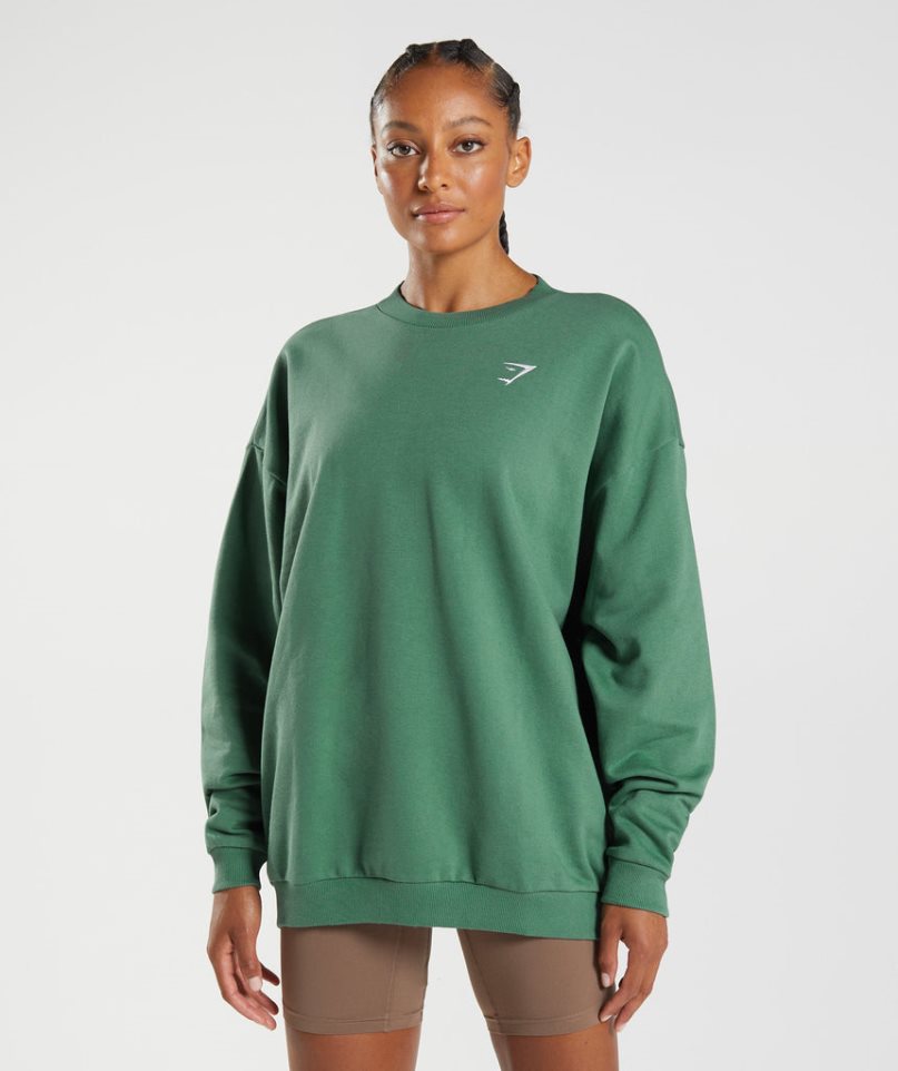 Women\'s Gymshark Training Oversized Sweatshirts Green | CA 3017D5